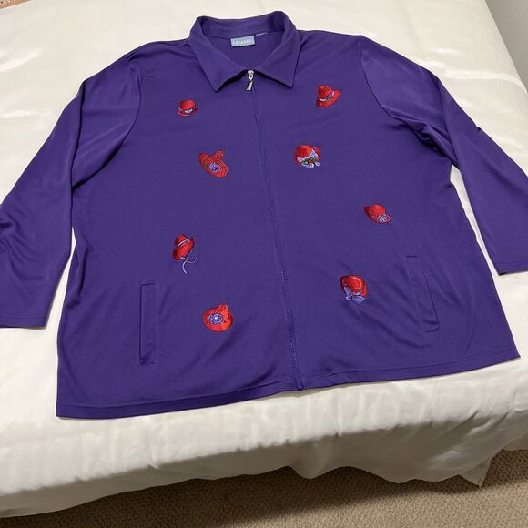 Red Hat Society Full Zip Sweatshirt Cardigan Jacket Purple Embellished - Picture 5 of 13